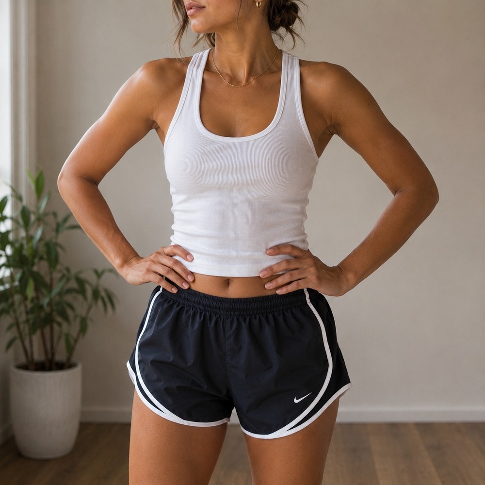 Nike Womens Dri-FIT Tempo Running Shorts Black White‎ XS Athletic Gym Workout